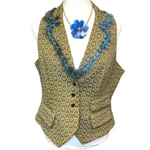 Andre Oliver Jacquard Printed Faux Fur Vest